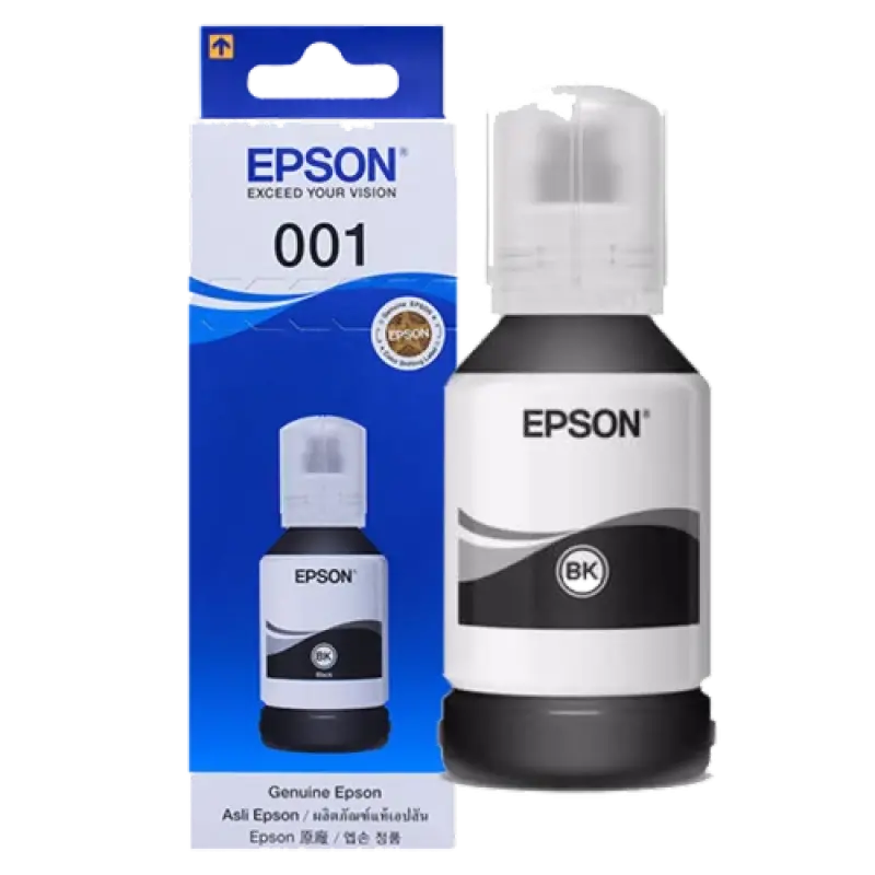 Genuine Epson 001 Black Ink Bottle (C13T03Y100) - 127ml Pigment Ink for L-Series