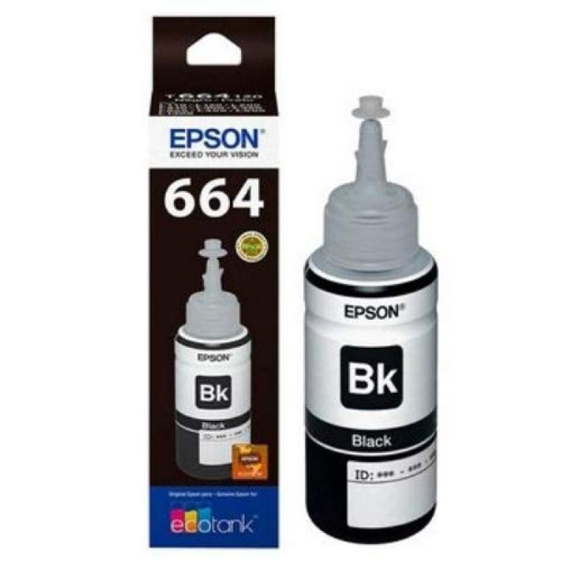 Genuine Epson 664 Black Ink Bottle (T6641) - 70ml for EcoTank L-Series Printers