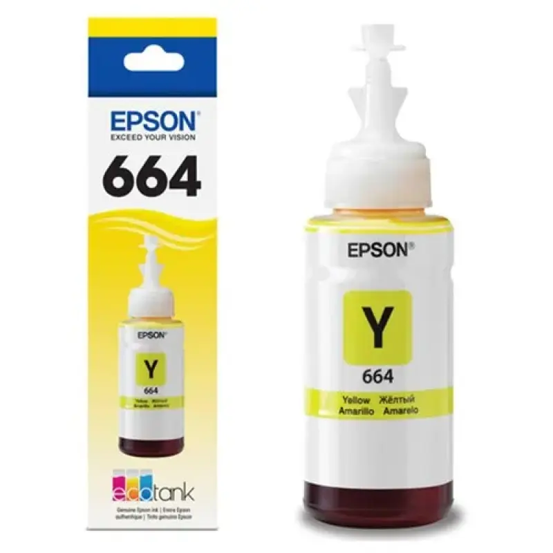 Genuine Epson 664 Yellow Ink Bottle (T6644) - 70ml for L-Series Printers